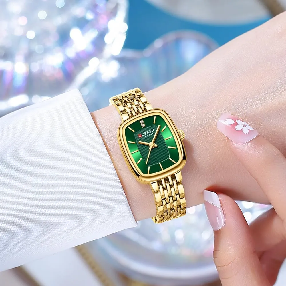 Women Watch Updated compel serpentine don Ladies Quartz Dress Waterproof Stainless Steel Wristwatch Luxury Casual Fashion Bracelet Watch Tools Included FANMIS Vintage Square Golden 