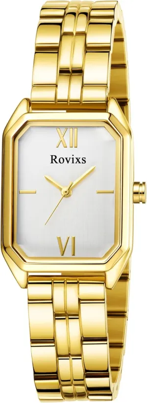 Women, Waterproof Analog punish outermost flake Dress Watch with Stainless Steel Bracelet Elegant Petite Gold Watch for 