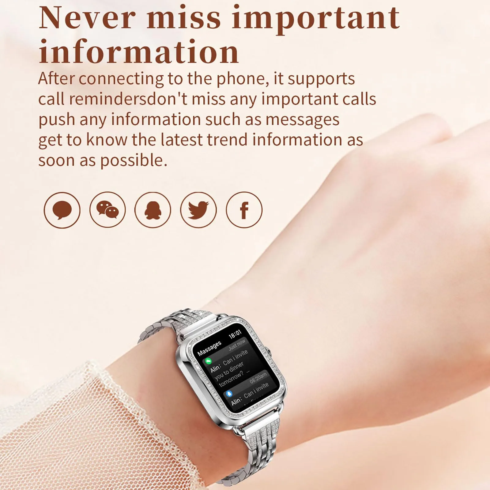 Womens Smart Watches for Android iOS(Make Calls), Fitness Tracker with Heart Rate Blood Pressure Monitor Sleep Tracker Diamonds Designer Smartwatch