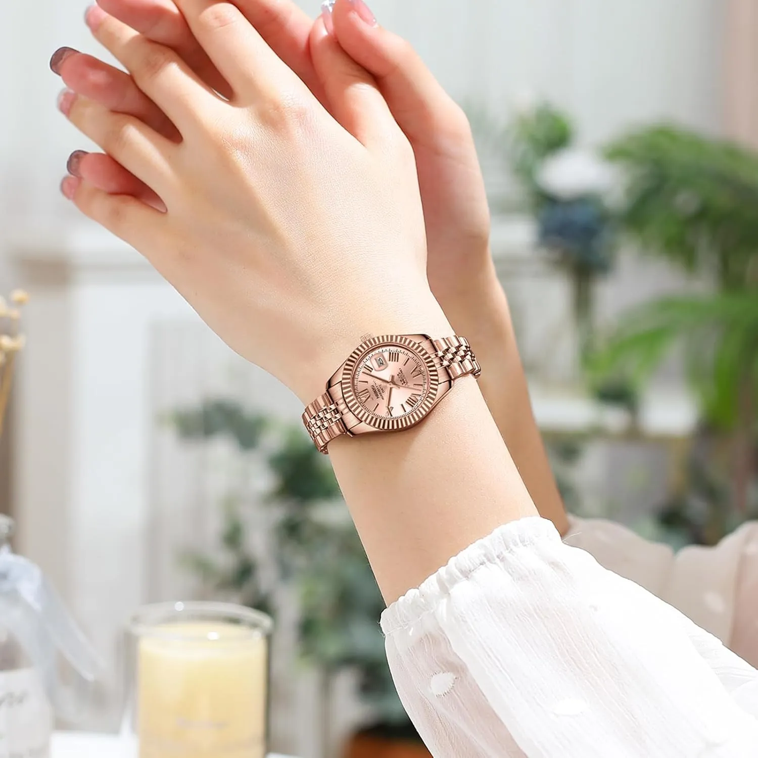 Women's Watch Analog Quartz Waterproof Ladies Wrist Watches with Date Dainty Gold Fashion Luxury Stainless Steel Watch for Small Wrists Female Designer Elegant Dress Watches overcome for Women NIBOSI 