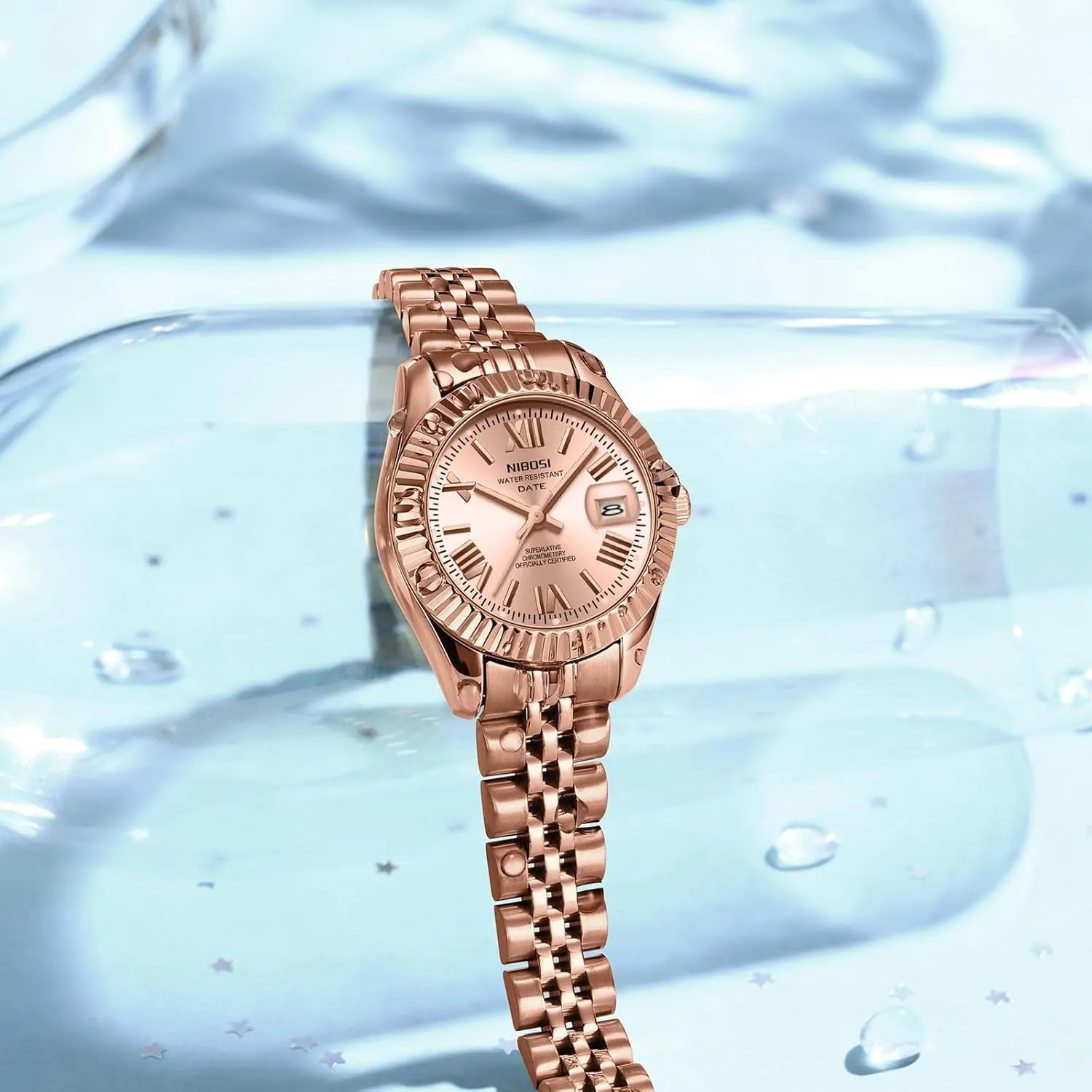 Women's Watch Analog Quartz Waterproof Ladies Wrist Watches with Date Dainty Gold Fashion Luxury Stainless Steel Watch for Small Wrists Female Designer Elegant Dress Watches overcome for Women NIBOSI 