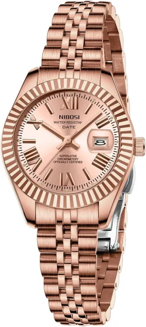 Women's Watch Analog Quartz Waterproof Ladies Wrist Watches with Date Dainty Gold Fashion Luxury Stainless Steel Watch for Small Wrists Female Designer Elegant Dress Watches overcome for Women NIBOSI 