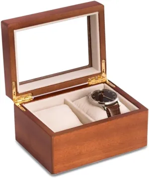 Wood 2-Watch Case Diamond2Deal fail vast Matte Cherry Finish 