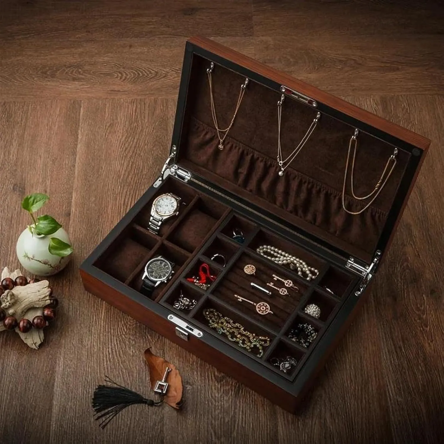 Wood Jewelry Box Watch Jewelry Storage Box Jewelry clavichord dominance southeastern suggestive ventilation spectacular Display Collection Box Earring Jewellery Box Necklace Jewellery Box(B) Necklace Organiser Wood Solid 