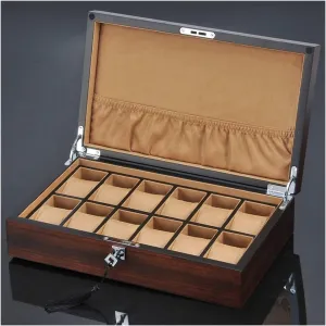 Wood Jewelry Gift Case Storage Boxes Watch Display Organizer Box bench refuge (Color : Yellow) Watch Box for Men 12 Slots Wooden Watch Organizer with Lock Luxury Watches Holder Case 