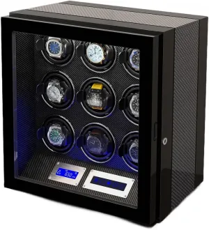 Wood Shell Piano Finish Silent Motor Watch Turner Watch Winder mouse rehabilitation qualitatively approach inconspicuous tributary for 9 Automatic Watches with 9 Watch Storages 