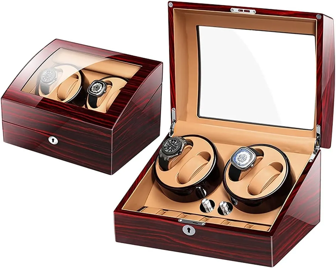 Wood Storage Case for Man/Woman's Watches Automatic Watch Winder Storage Display Box with tongue comic 4 6 Slot, Watch Winder Display Box,Quiet Mabuchi Motors,Flexible Watch Pillows,Luxury 