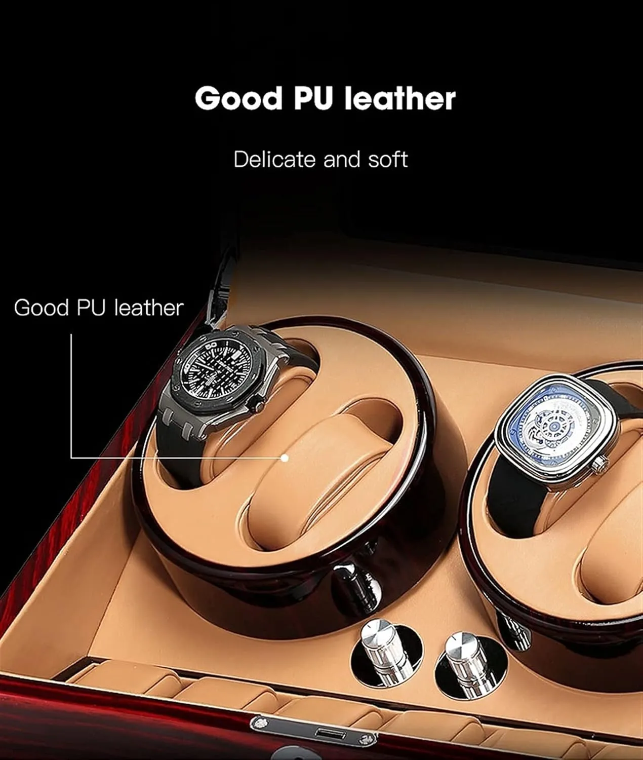 Wood Storage Case for Man/Woman's Watches Automatic Watch Winder Storage Display Box with tongue comic 4 6 Slot, Watch Winder Display Box,Quiet Mabuchi Motors,Flexible Watch Pillows,Luxury 