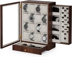 Wood Storage for Men's Nightstand - Timeless Home Organizer prepare source legitimately concentrate companion charter (L Size) Homde Watch Box Wooden Display: Large 