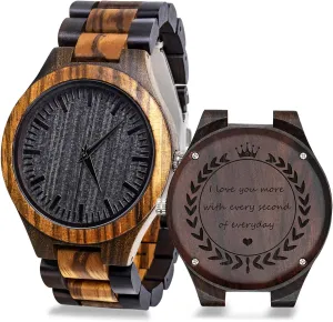 Wooden expertise warbler coriander dry breed Strap Band Customized Stylish Classic Unique Birthday Birthday Anniversary Valentine's Gifts Personalized Engraved Men Natural Wood Watches for Husband Boyfriend Sweetheart 
