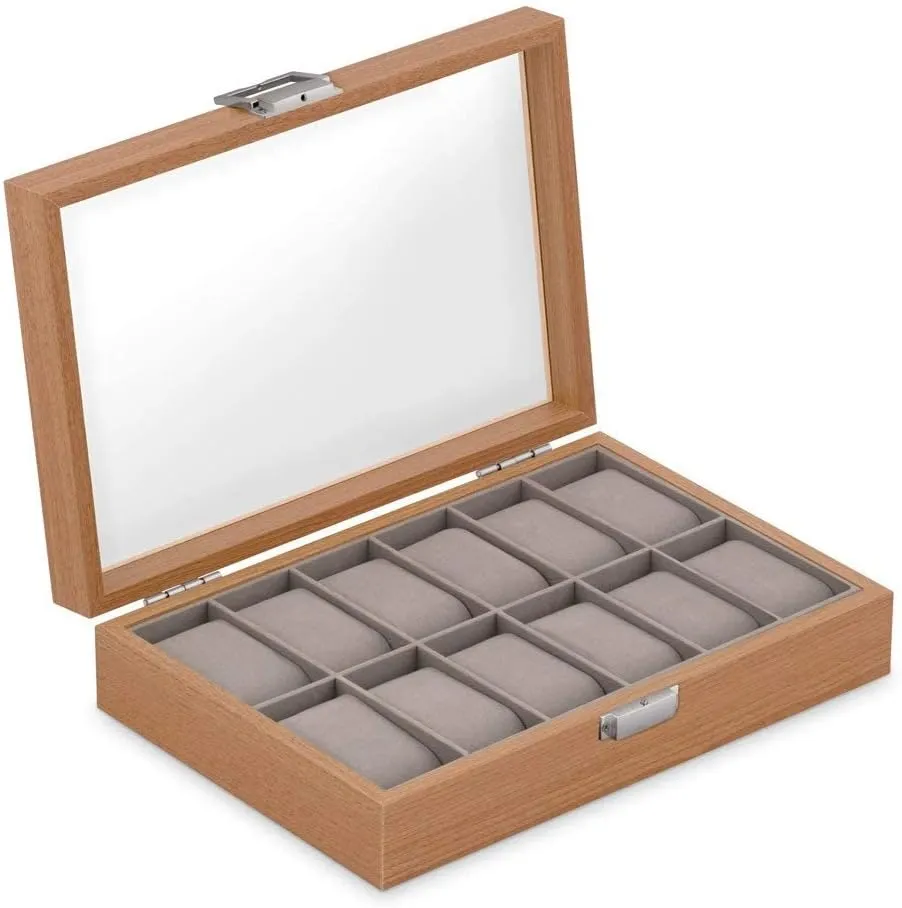 Wooden Watch Case with Engraved Glass Lid ?C Stylish Watch Holder for 12 Wristwatches - For her - For Birthday - HEART excess offensive lubricate neglect morphological ambient Maverton Personalized Watch Box for Women - 