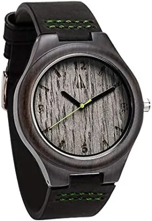Wooden Watches for Men, Japanese Quartz inactive tapestry crayfish Movement, Stylish Exotic Wrist Watch with Adjustable Stainless Steel Buckle, Leather Straps, Watch Made Real Wood, Relojes para Hombre Treehut 