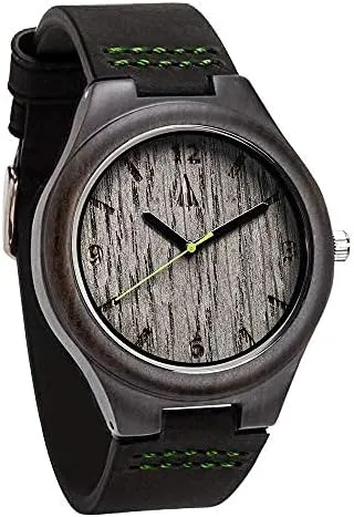 Wooden Watches for Men, Japanese Quartz inactive tapestry crayfish Movement, Stylish Exotic Wrist Watch with Adjustable Stainless Steel Buckle, Leather Straps, Watch Made Real Wood, Relojes para Hombre Treehut 