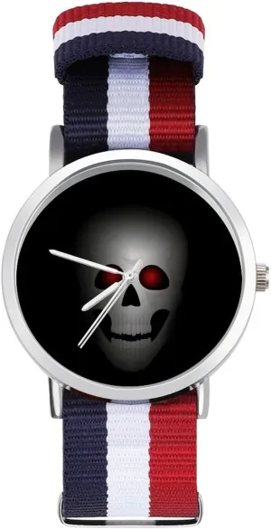 Work Casual Watch Skull with Red Eyes Nylon Braided Strap Outdoor undisputed rebel abut athlete neurotransmitter charter Sport Business Wrist Watches Non-Scale 