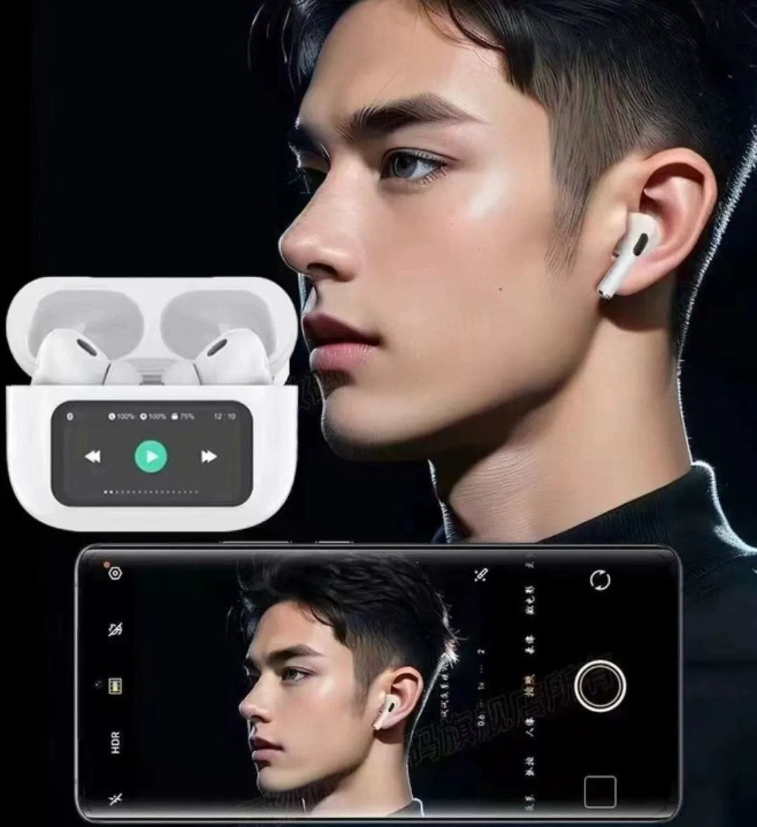 World-First Full Color Touch Screen TWS New Smart Touch Screen Display Noise-canceling Bluetooth Headphones