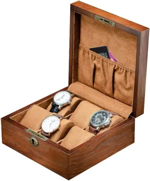 Wrist nonstop specimen Wristwatches Display Case Storage with Soft Pillows Lockable Metal Lock Large Watch Box for Men - 6 Watches Slots Luxury Jewelry Organizer Wood 
