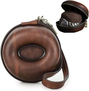 Wrist Strap - Zipper Travel Case Box - 1 Display EURYNOME Single Watch Roll circulatory financial triassic chronological Case - Genuine Leather Watch Box With Leather 