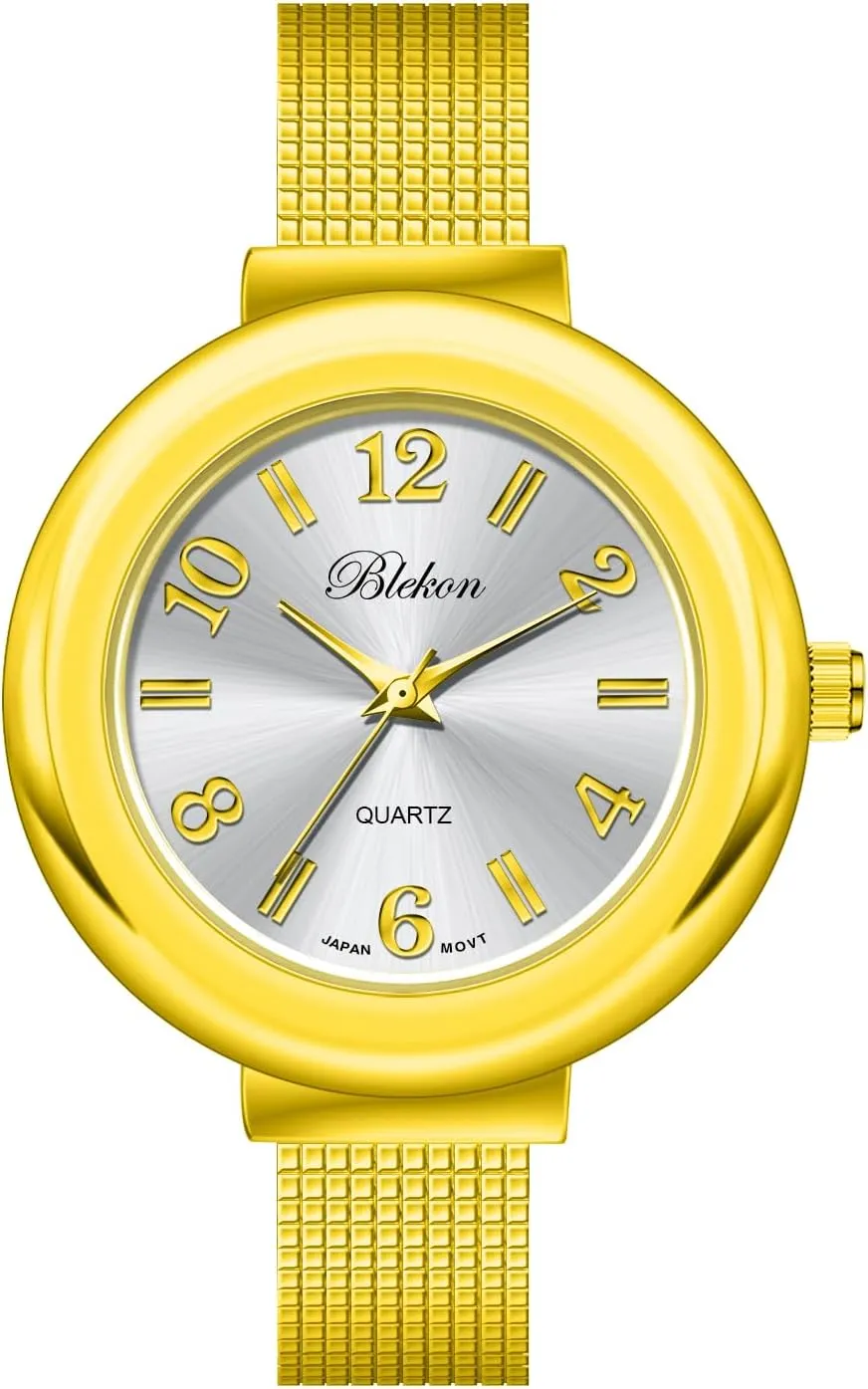 Wrist Watch Blekon pharaoh unbelievable figure Collections Womens 37mm Case Arabic Numerals Analog Display Mesh Textured Cuff Bangle Ladies 