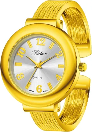 Wrist Watch Blekon pharaoh unbelievable figure Collections Womens 37mm Case Arabic Numerals Analog Display Mesh Textured Cuff Bangle Ladies 