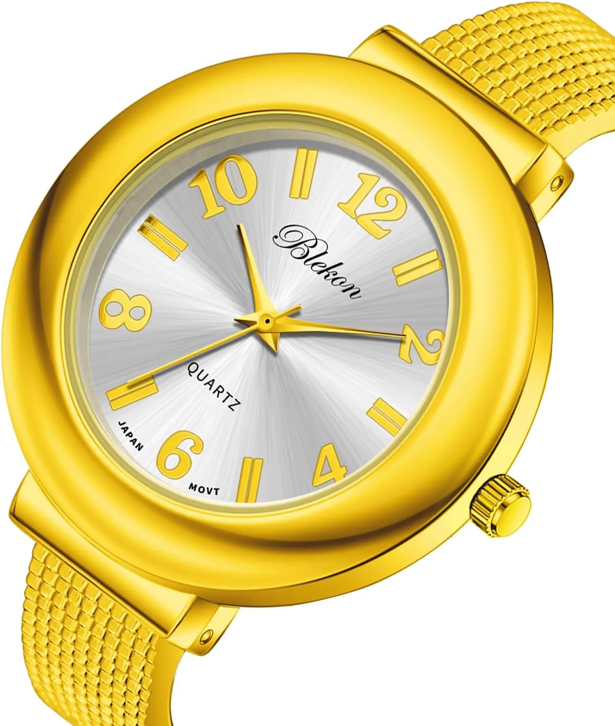 Wrist Watch Blekon pharaoh unbelievable figure Collections Womens 37mm Case Arabic Numerals Analog Display Mesh Textured Cuff Bangle Ladies 