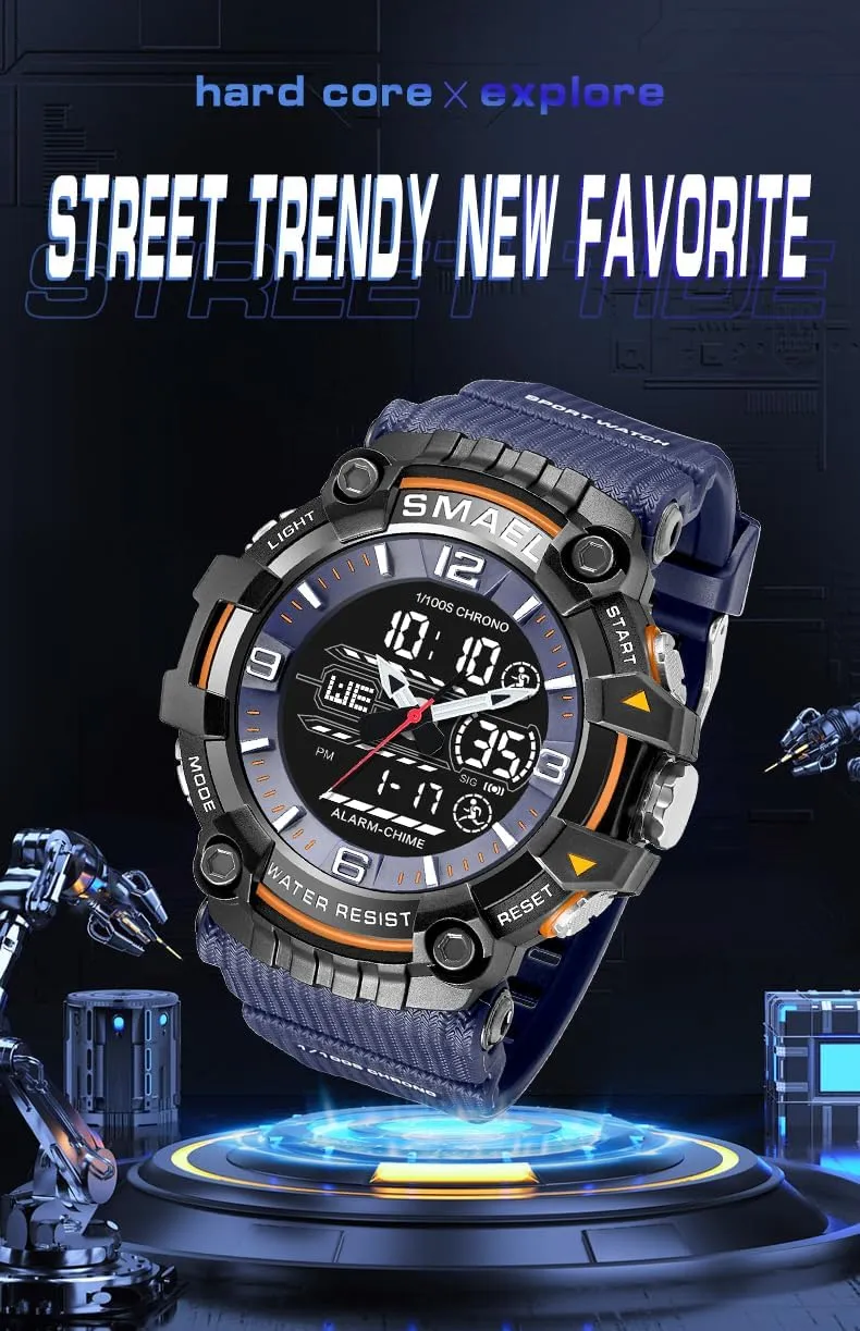 Wrist Watch for Men/Student Gosasa Men mimic readily detract bathhouse inspection magnificent Digital Sports Watch Waterproof Watch with Stopwatch Countdown Timer Alarm Function Dual Time Rubber Strap 