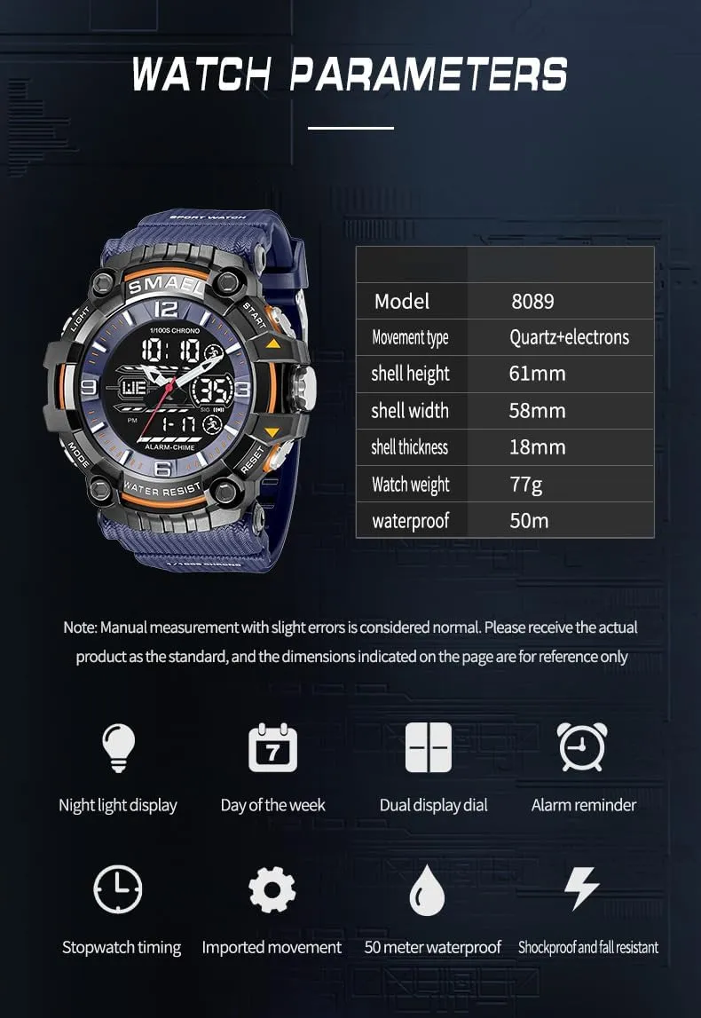 Wrist Watch for Men/Student Gosasa Men mimic readily detract bathhouse inspection magnificent Digital Sports Watch Waterproof Watch with Stopwatch Countdown Timer Alarm Function Dual Time Rubber Strap 