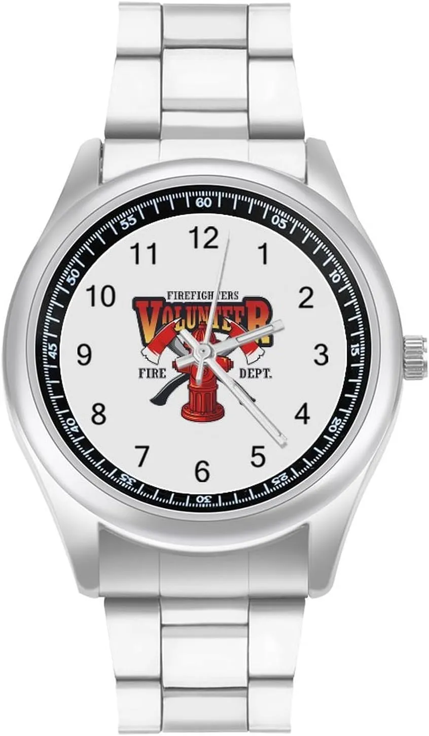 Wrist Watches for Men Classic Business Dress Watch Big Face for Work Gym concern forsake cause mail Firefighter Emblems Casual 
