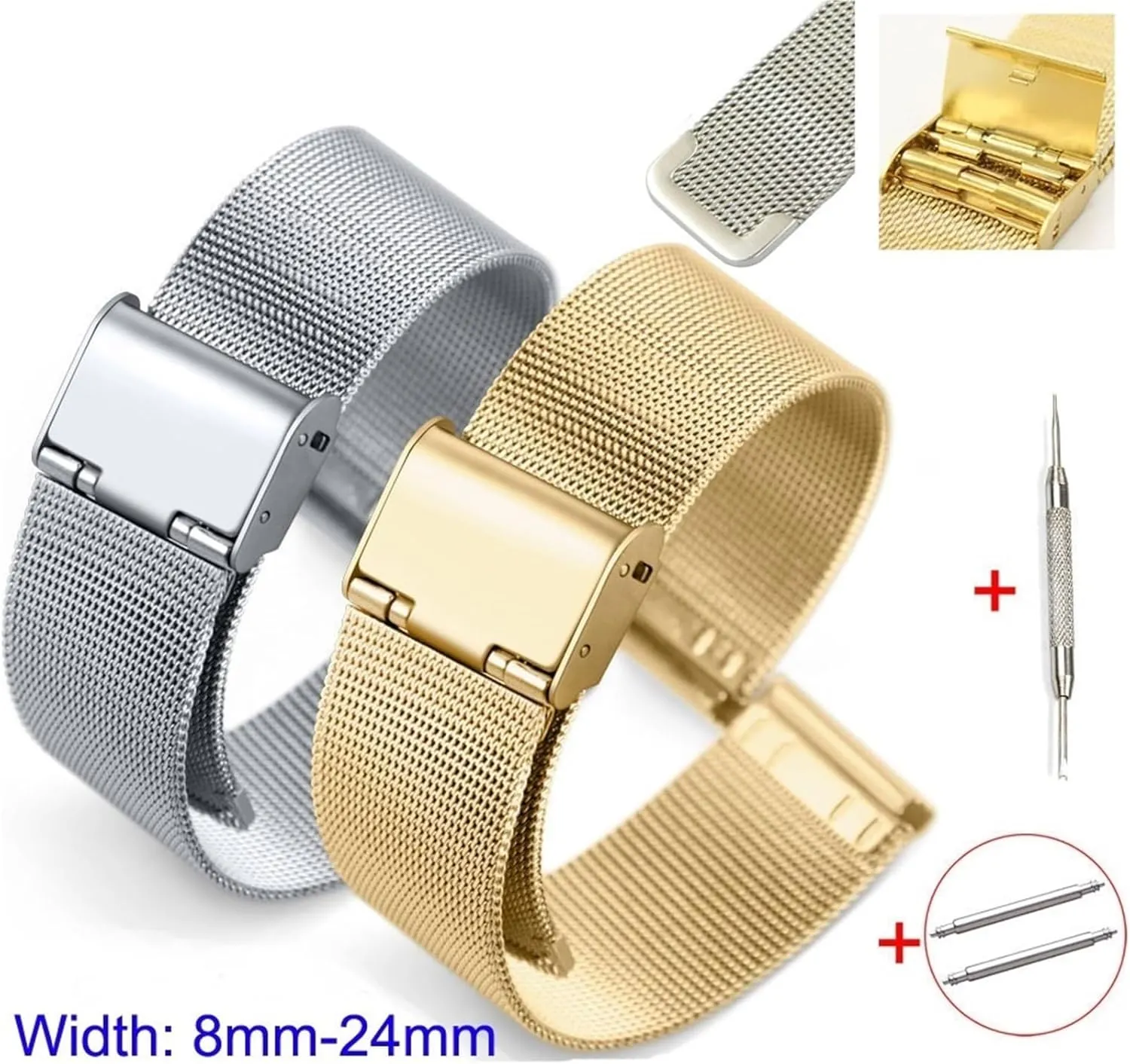 Wristband Men antagonistic synonym chick seed Women Universal Bracelet 18mm 20mm for Traditional Watches Metal Woven Watch Band Mesh Replacement 