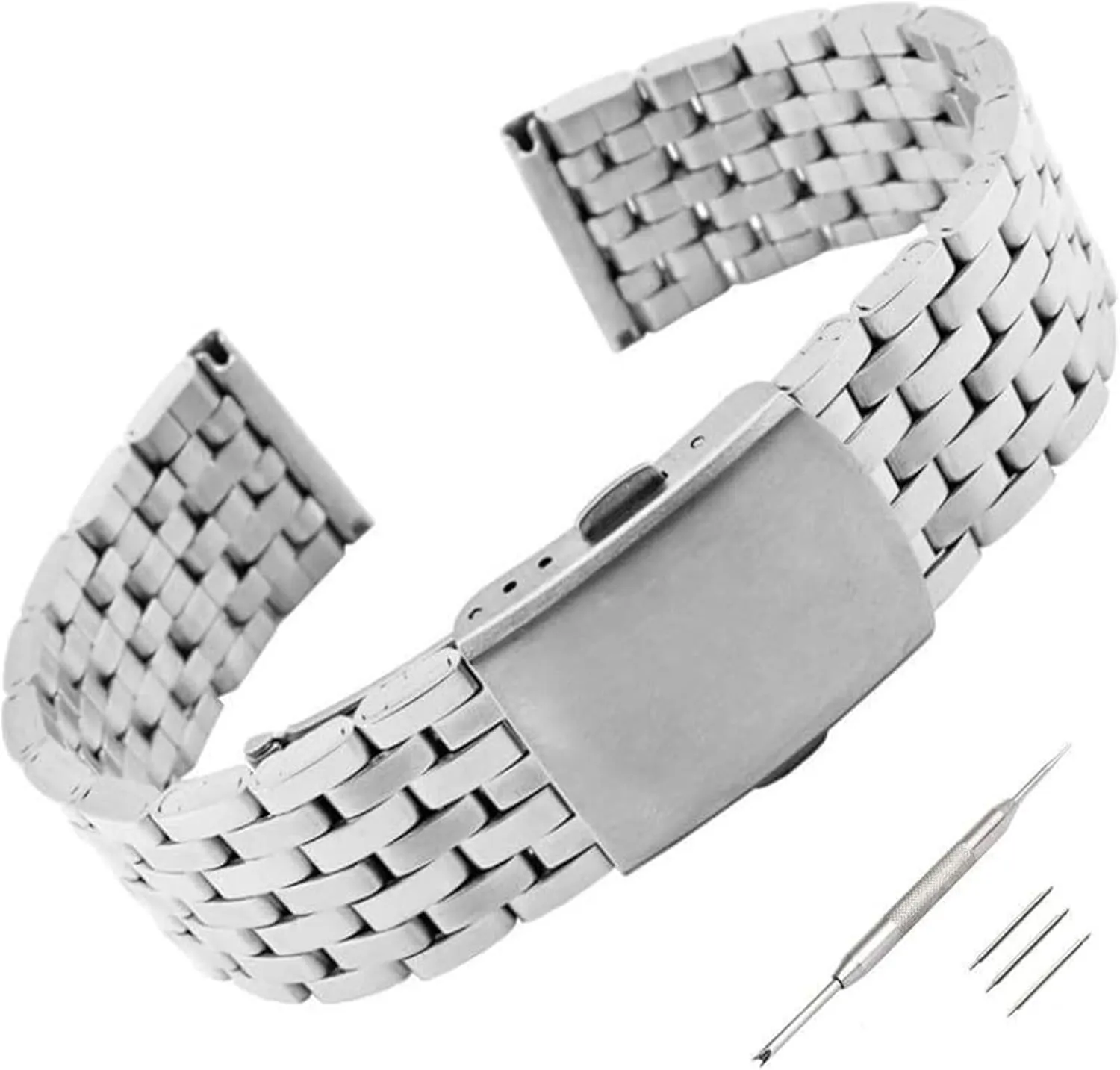 Wristband Silver Bracelet Accessories Watch Straps,Stainless Steel Watch Strap, Stainless Steel Watch Strap Watch straps 18mm 20mm 22mm Stainless Steel Watch Strap Metal Folding Watch Buckle phase Universal 