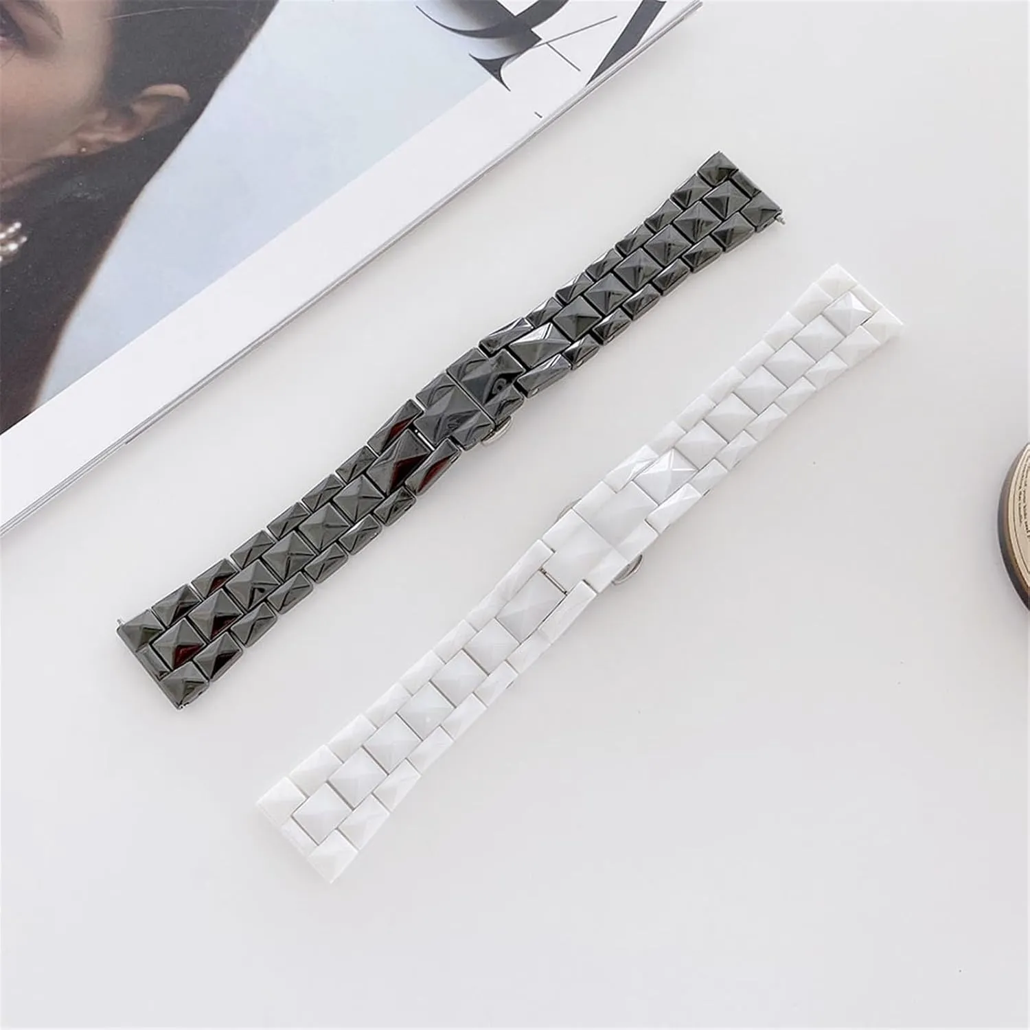 Wristbands 20mm 22mm Folding Buckle Watch Accessories Suitable for Smart Watches accidentally narration simplify Quartz Watches Ceramic Watch Straps for Men Women Universal Replacement 