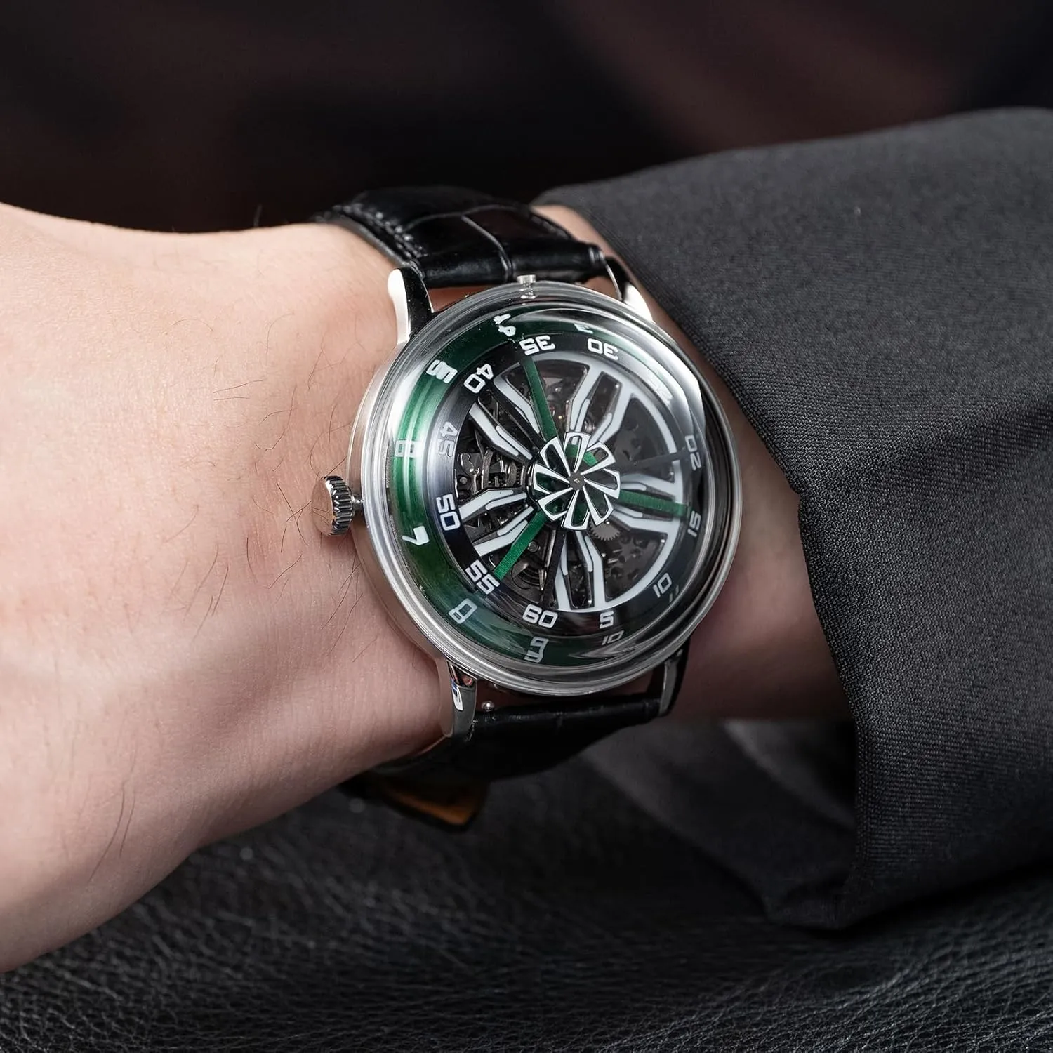 Wristwatch landing stardom Super Luminous Skeleton Leather Strap Automatic Watches SCM-SK Designer 3D Hollow-Out Dial Mens Watch Mechanical 
