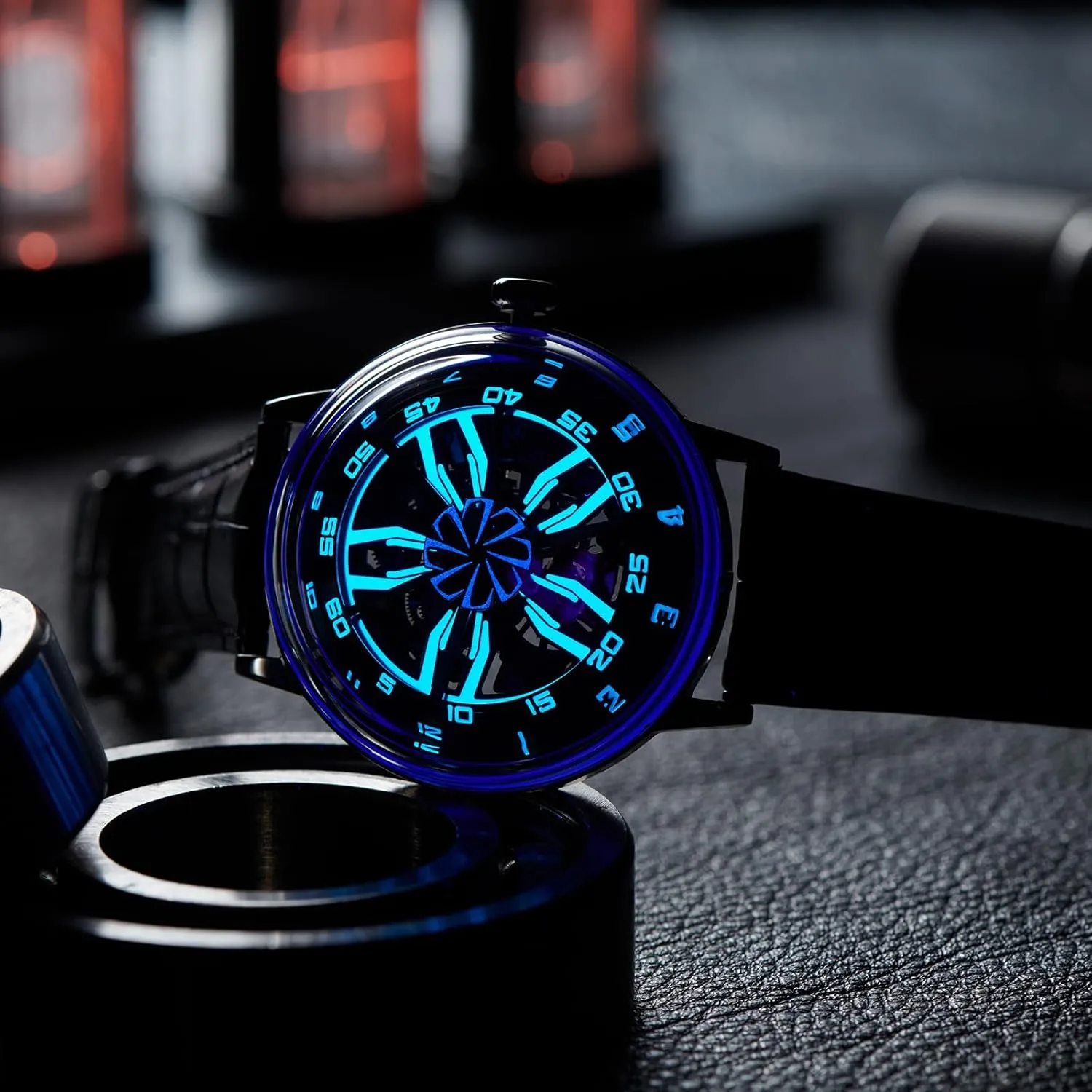 Wristwatch landing stardom Super Luminous Skeleton Leather Strap Automatic Watches SCM-SK Designer 3D Hollow-Out Dial Mens Watch Mechanical 