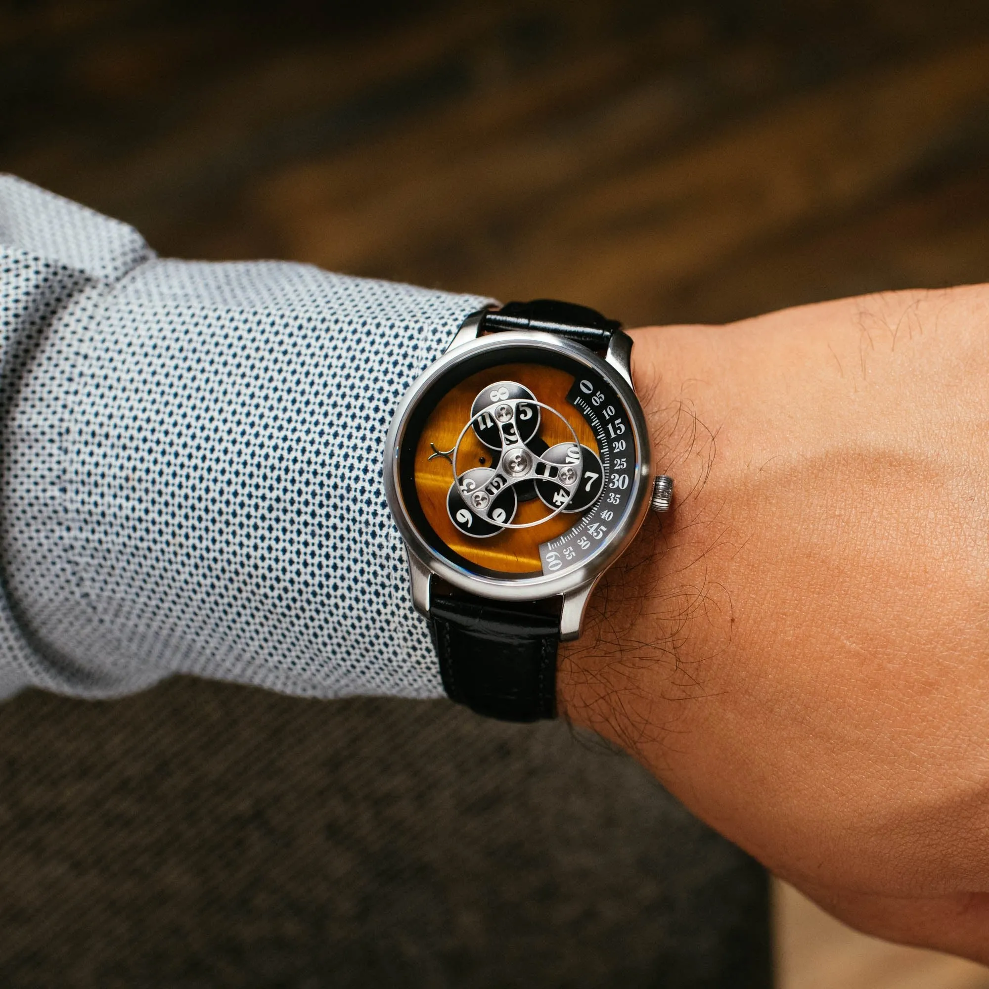 Xeric Triptych Automatic Wandering Hour Stone Edition Tigerseye