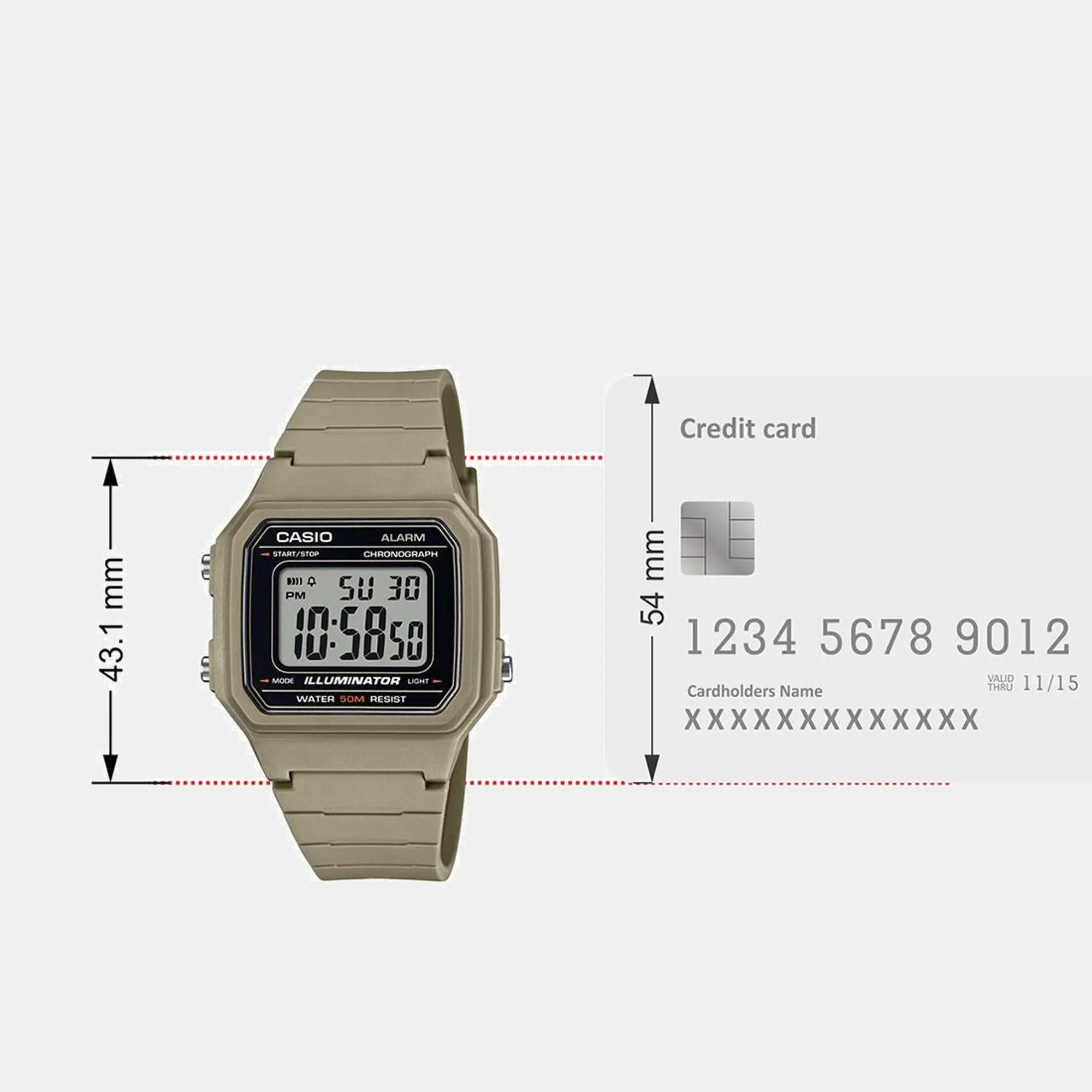 Youth Unisex Quartz Black Dial Digital Resin Watch W-217H-5AVDF I131
